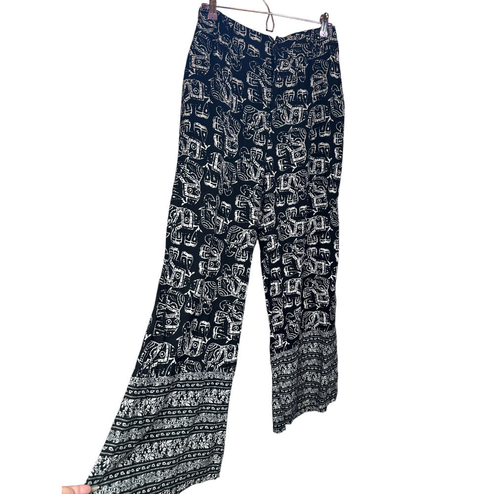 Merona Wide Leg Boho Pants High Rise Elephant Tribal Print Size Large